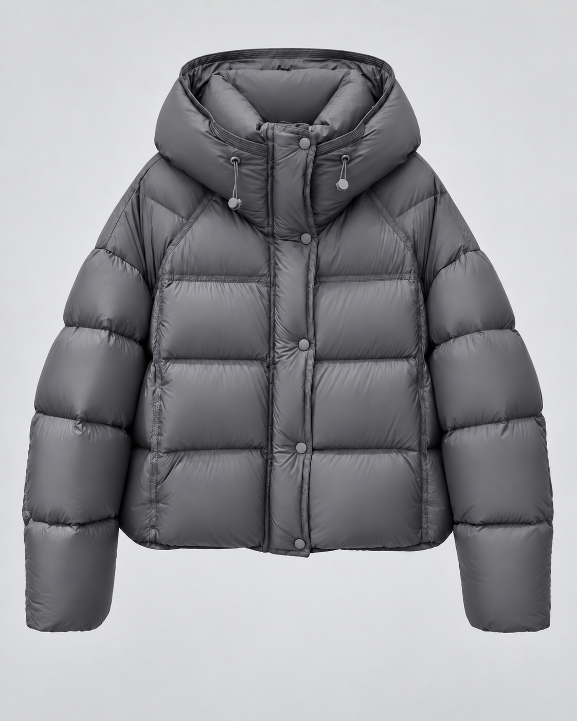 Hooded Snap Front Cropped Puffer Jacket 9
