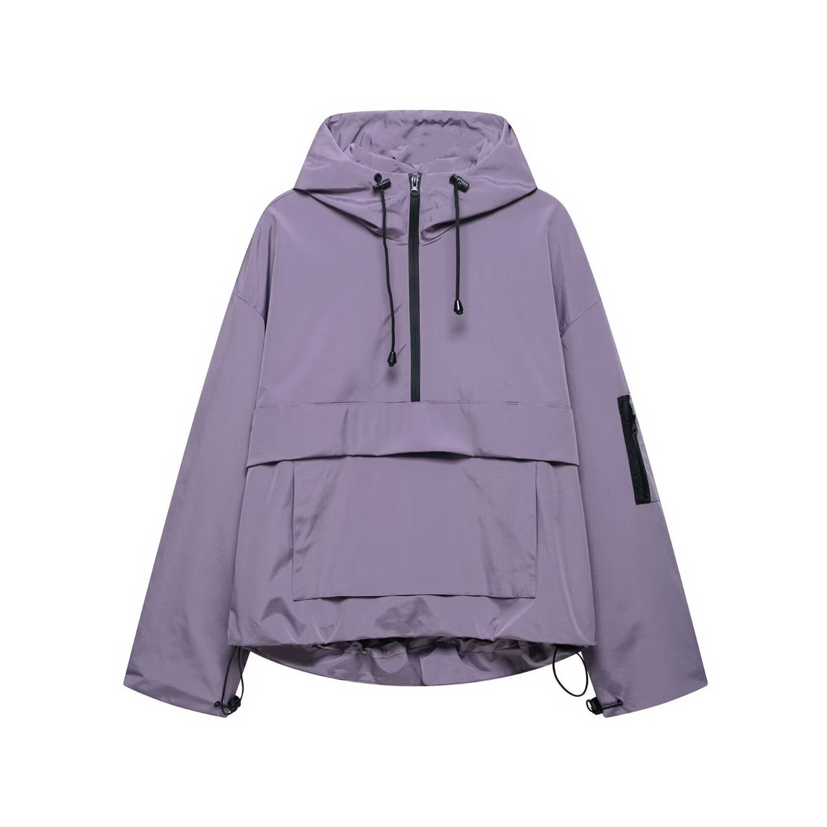Hooded Half Zip Kangaroo Pocket Anorak Jacket 2