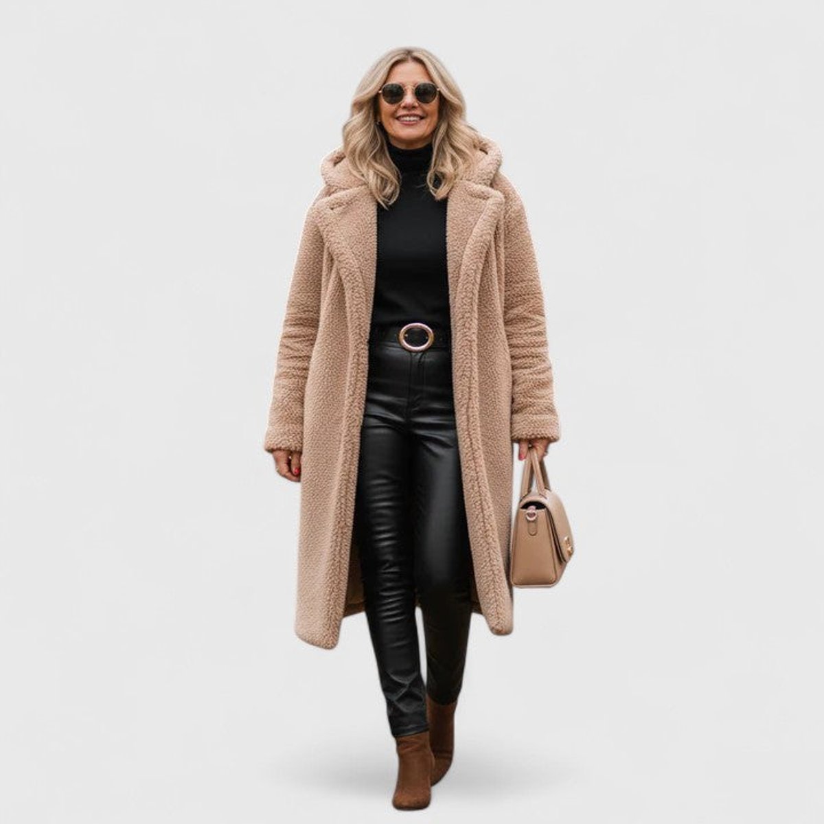 Hooded Oversized Longline Teddy Fleece Coat 10