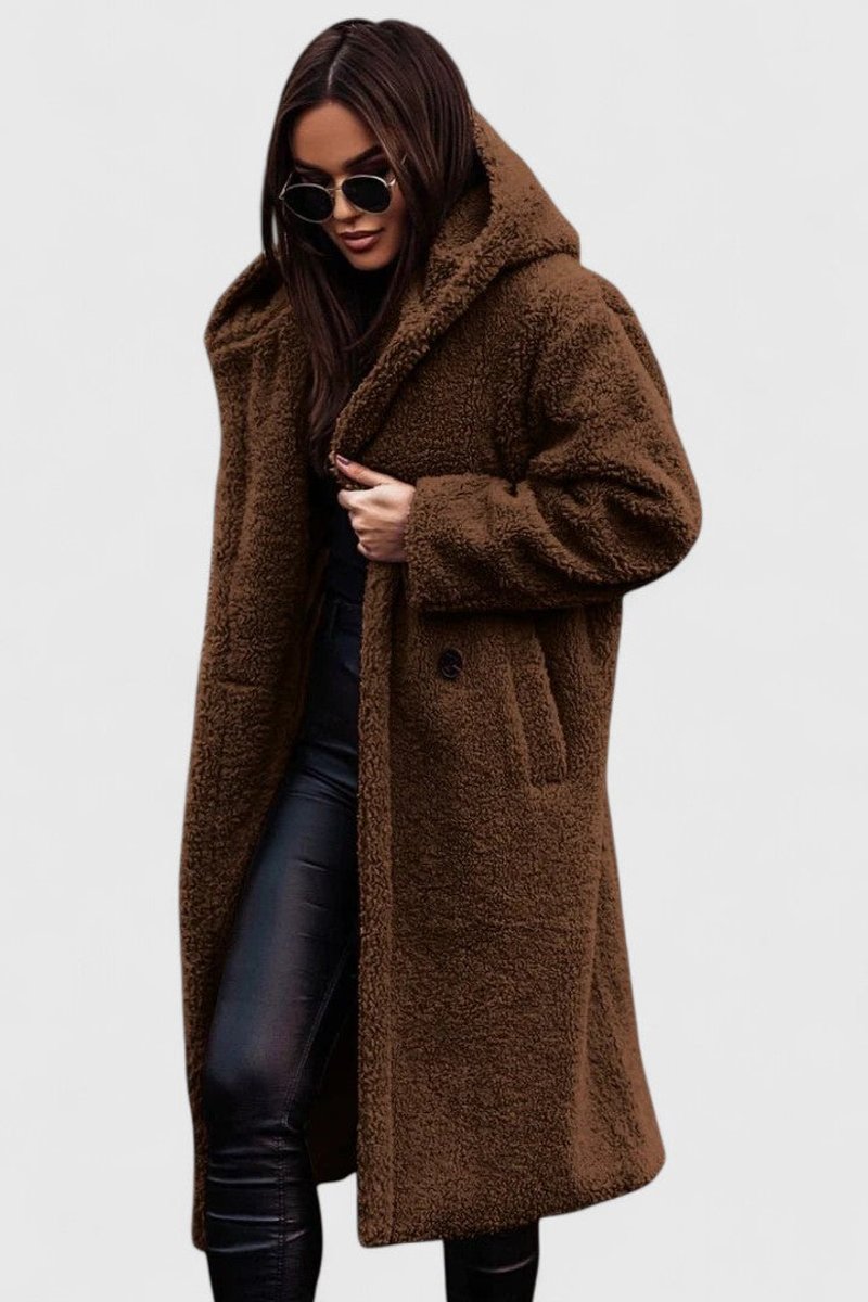Hooded Oversized Longline Teddy Fleece Coat 8