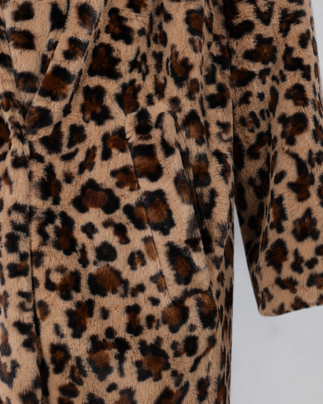 Leopard Print Faux Fur Shawl Collar Longline Coat 6