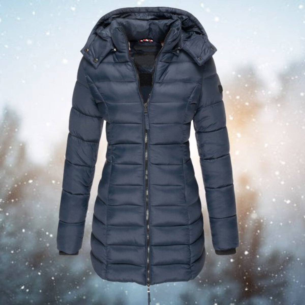 Hooded Zip Front Quilted Longline Puffer Jacket