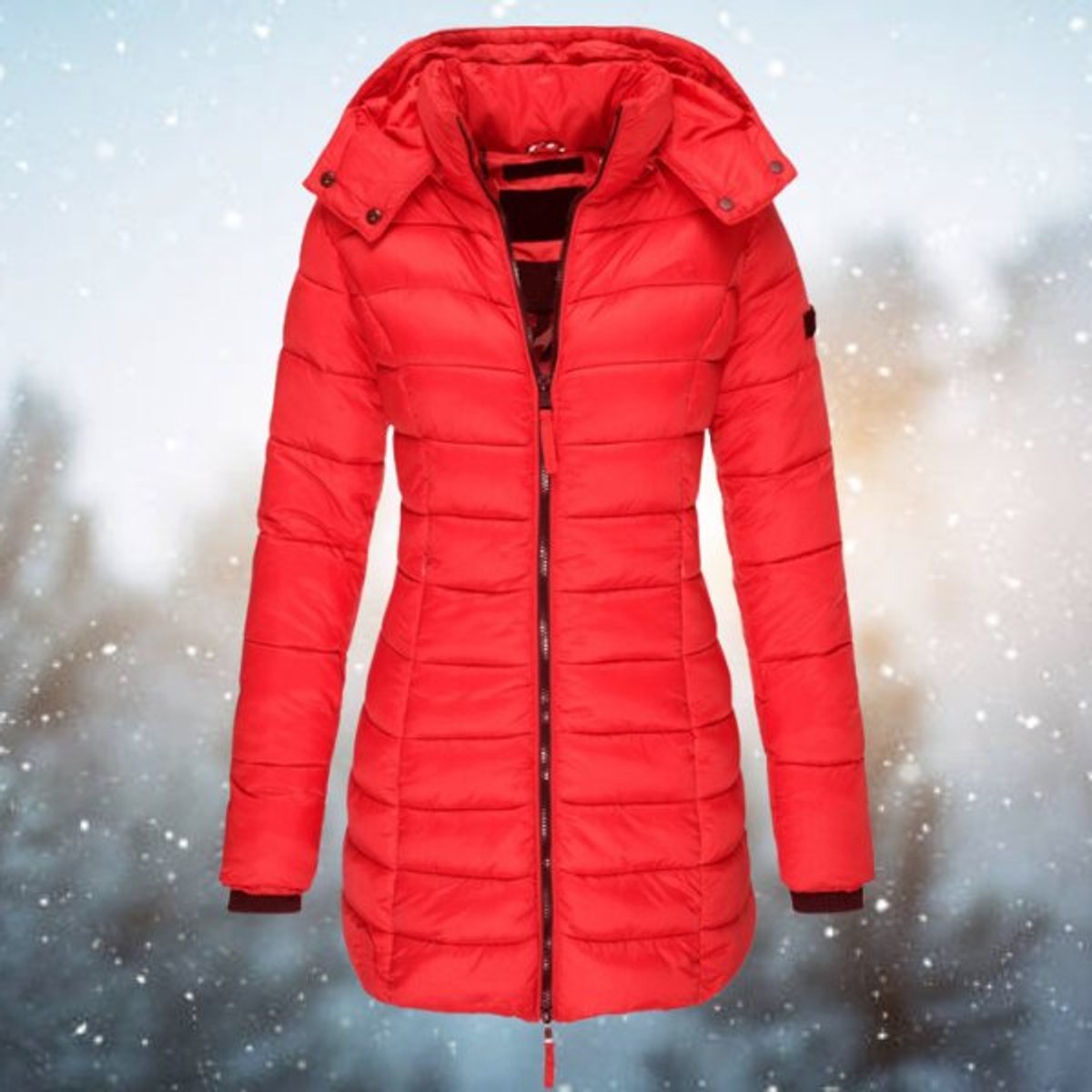 Hooded Zip Front Quilted Longline Puffer Jacket 5