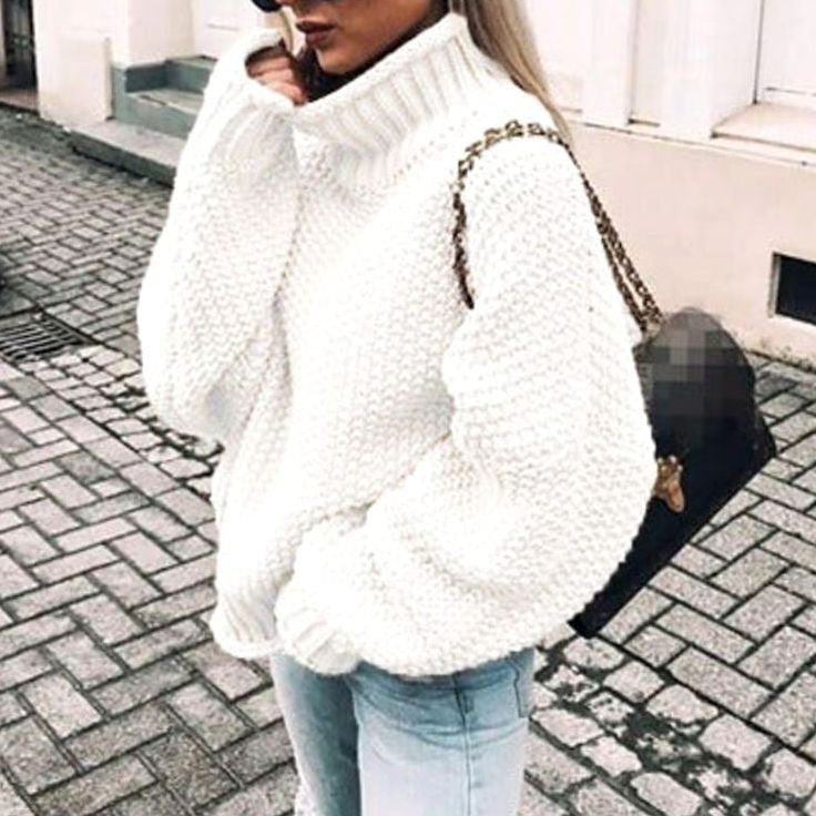 Turtleneck Long Sleeve Oversized Chunky Knit Sweater 2