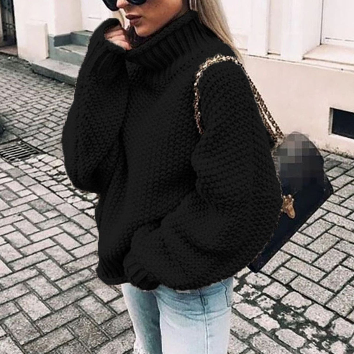 Turtleneck Long Sleeve Oversized Chunky Knit Sweater 3