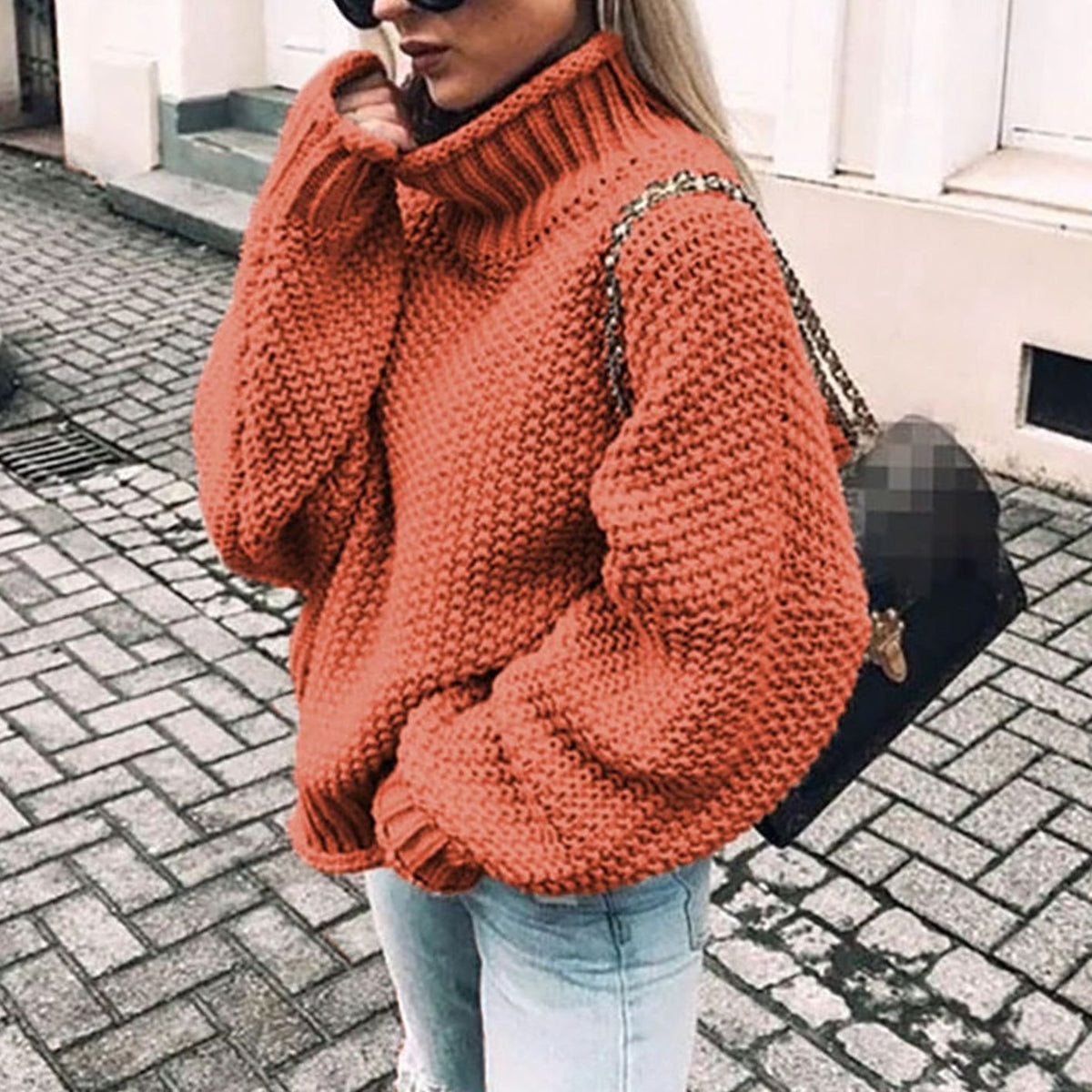 Turtleneck Long Sleeve Oversized Chunky Knit Sweater 6