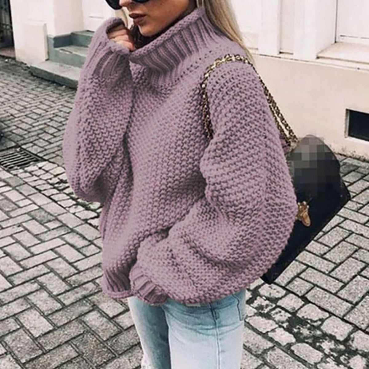 Turtleneck Long Sleeve Oversized Chunky Knit Sweater 7