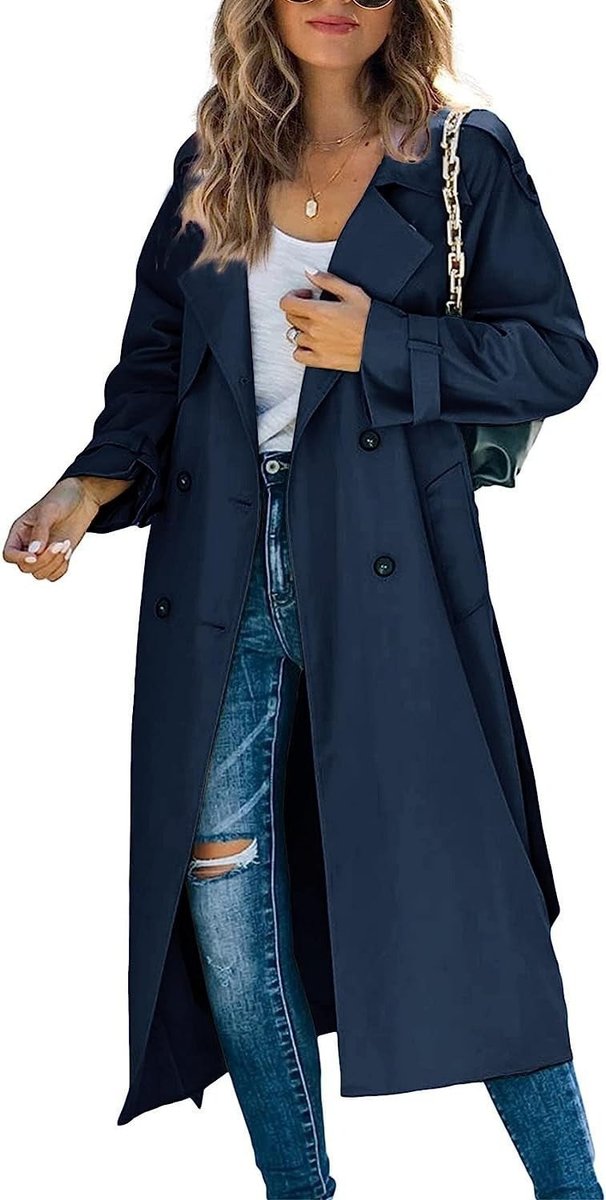 Double Breasted Belted Longline Trench Coat
