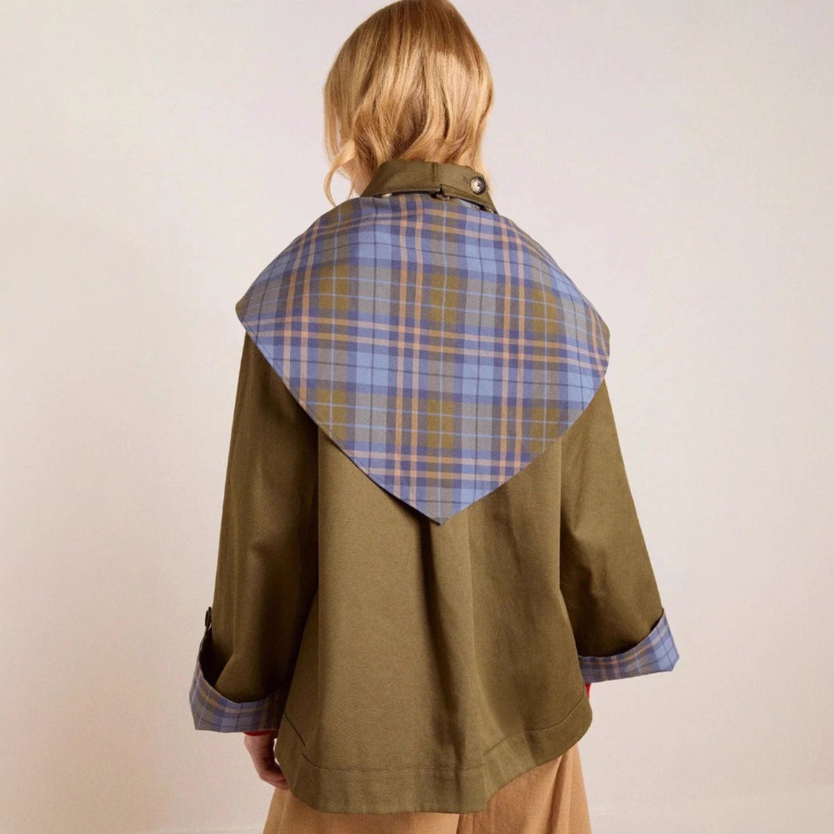 Plaid Lined Button Front Oversized Utility Jacket 2