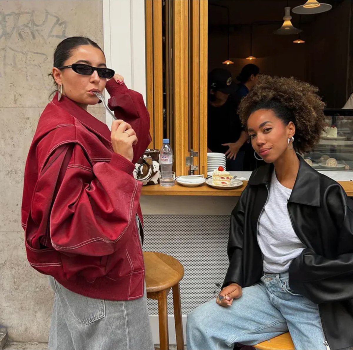Oversized Contrast Stitch Zip Front Bomber Jacket 5