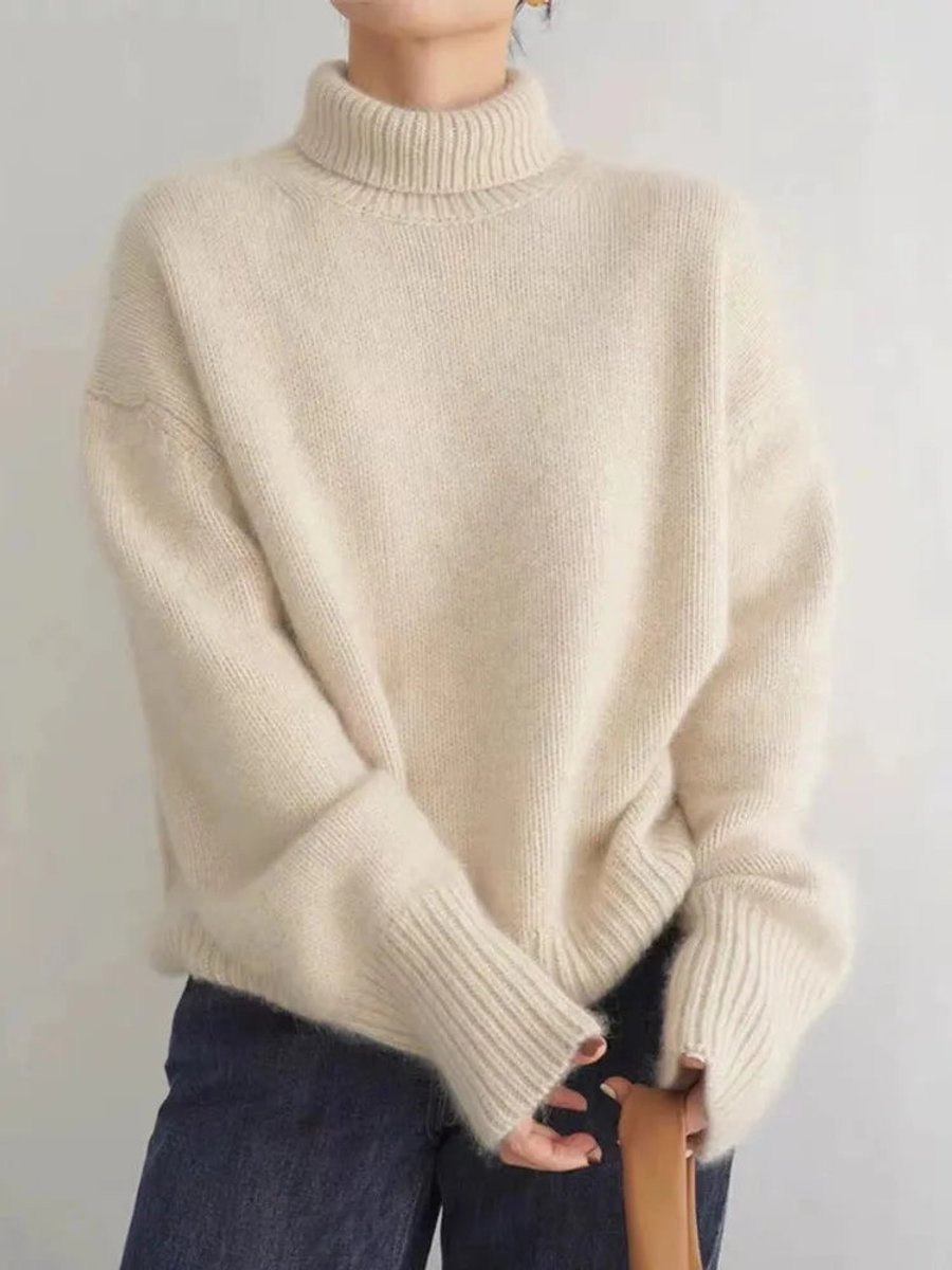 Oversized Turtleneck Drop Shoulder Knit Sweater 2