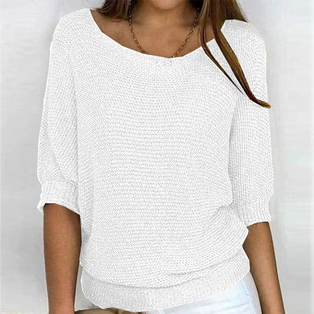 Boat Neck Batwing Sleeve Loose Knit Sweater 9