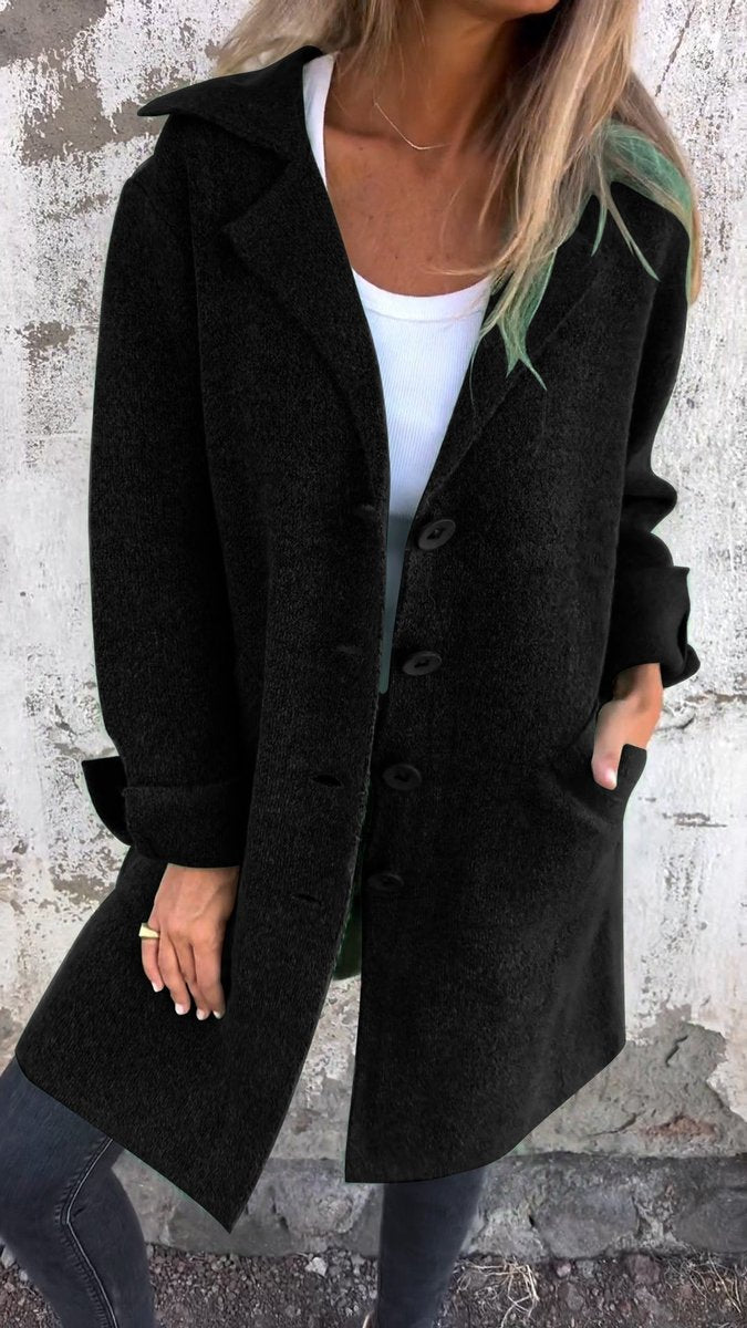 Lapel Collar Button Front Longline Knit Coat 10