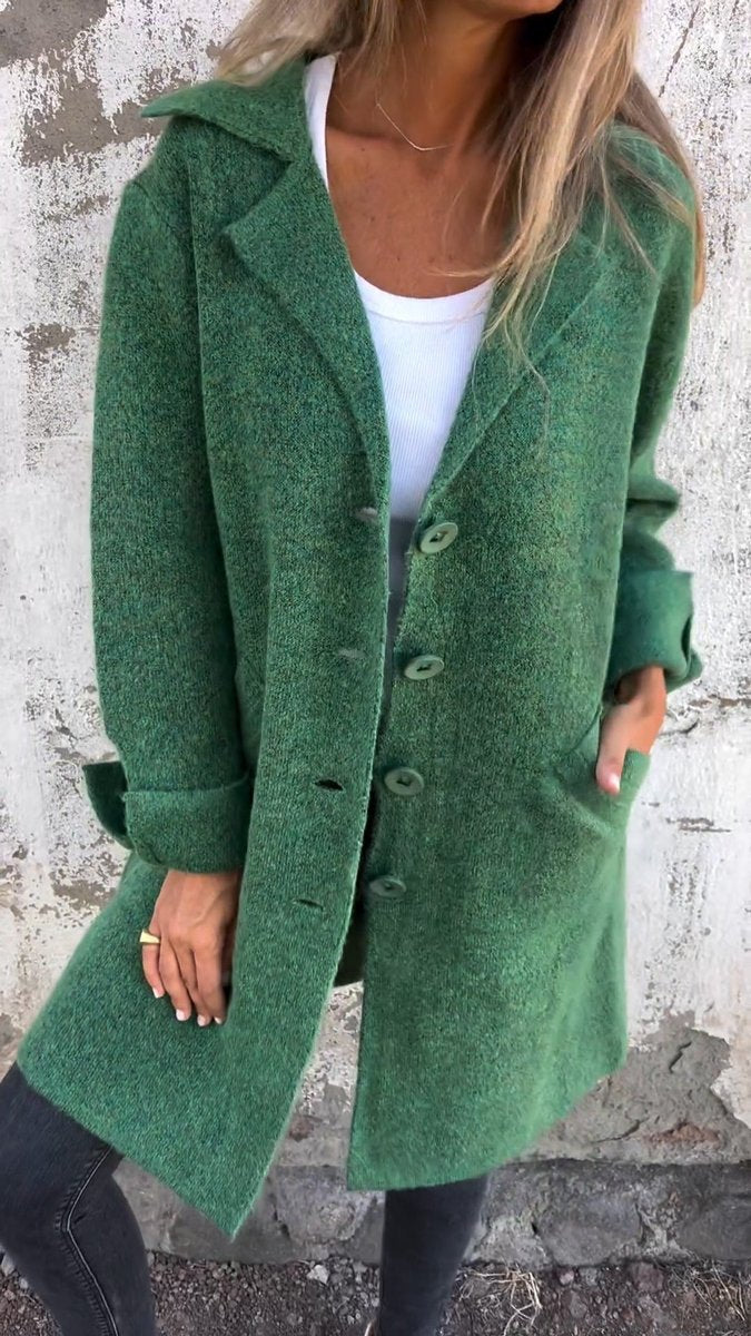 Lapel Collar Button Front Longline Knit Coat 11