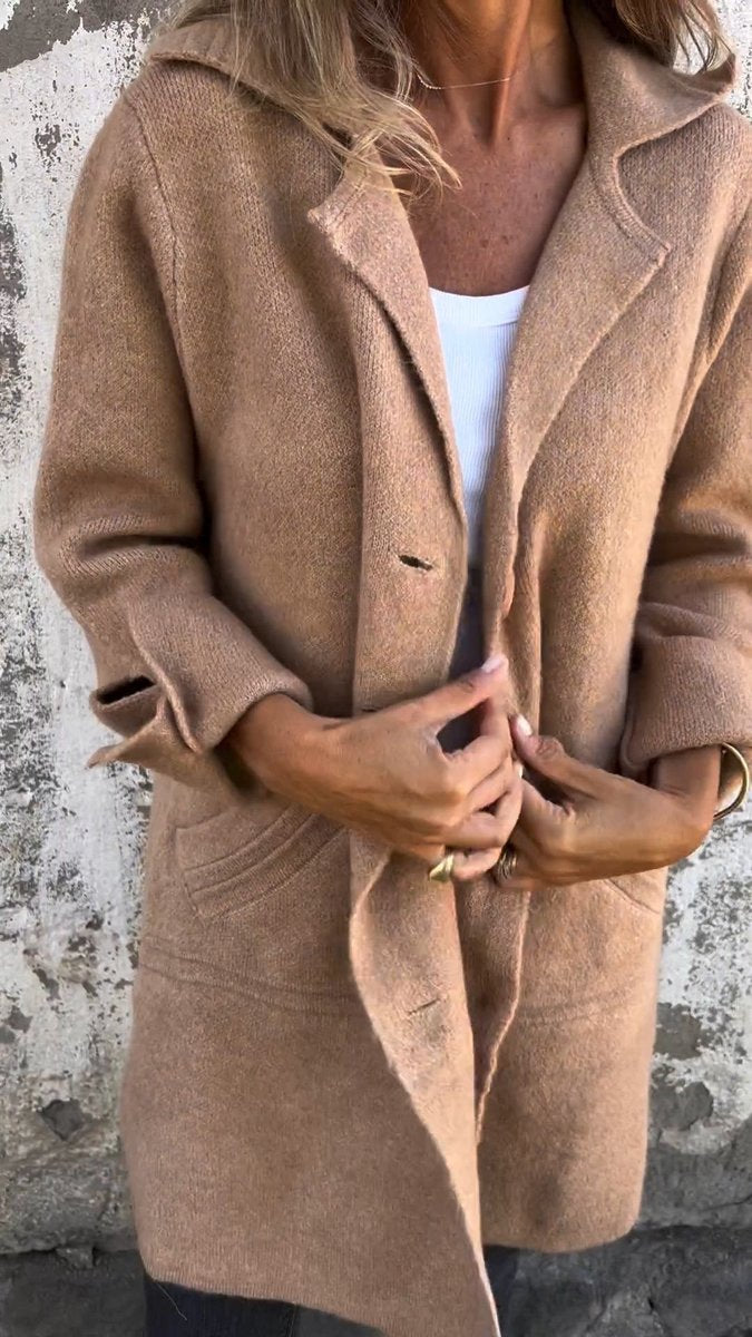 Lapel Collar Button Front Longline Knit Coat 12