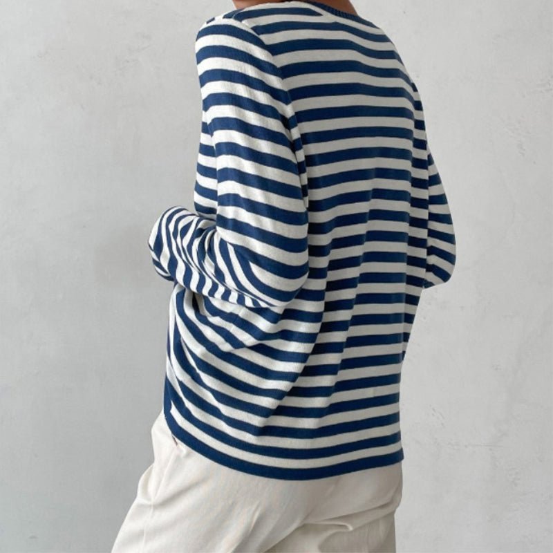 Striped Crew Neck Long Sleeve Sweater 12