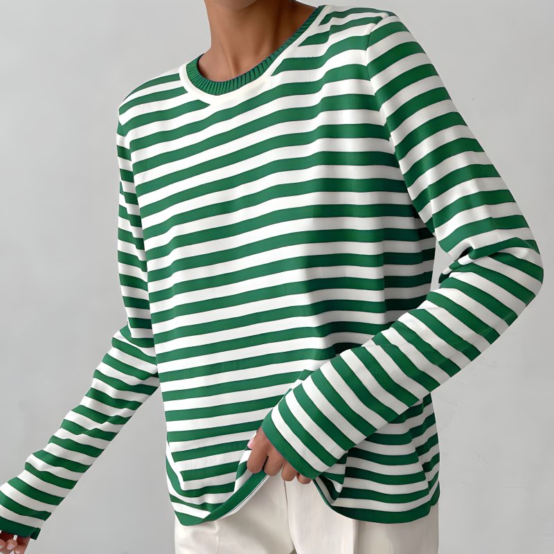 Striped Crew Neck Long Sleeve Sweater 3