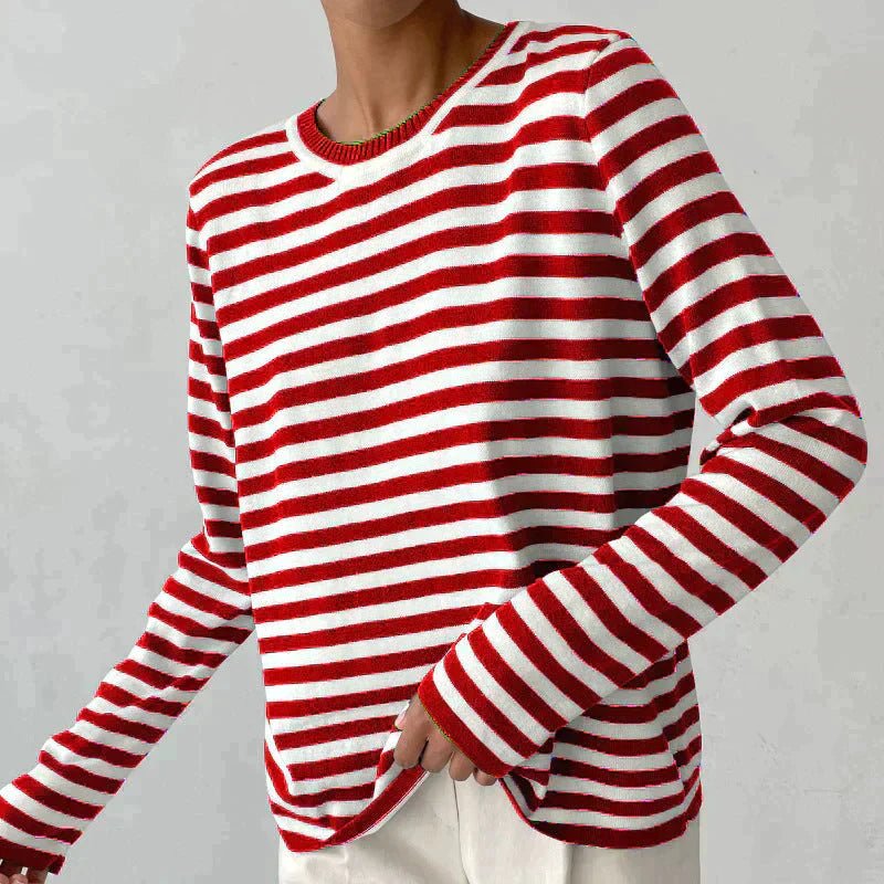 Striped Crew Neck Long Sleeve Sweater 4