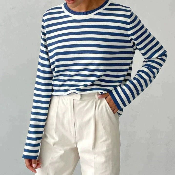 Striped Crew Neck Long Sleeve Sweater 9
