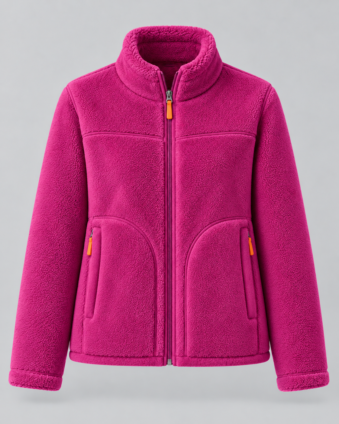 Sherpa Fleece Stand Collar Zip Front Jacket 7