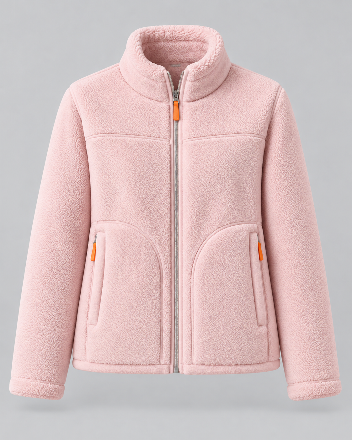 Sherpa Fleece Stand Collar Zip Front Jacket 9