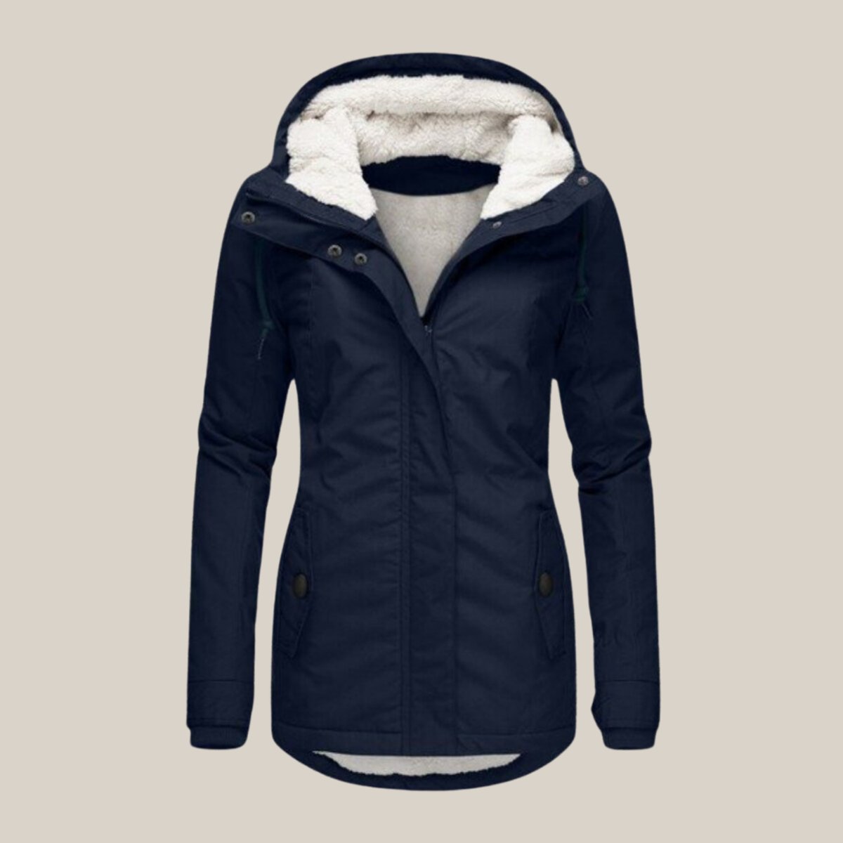 Sherpa Lined Hooded Zip Front Longline Winter Coat