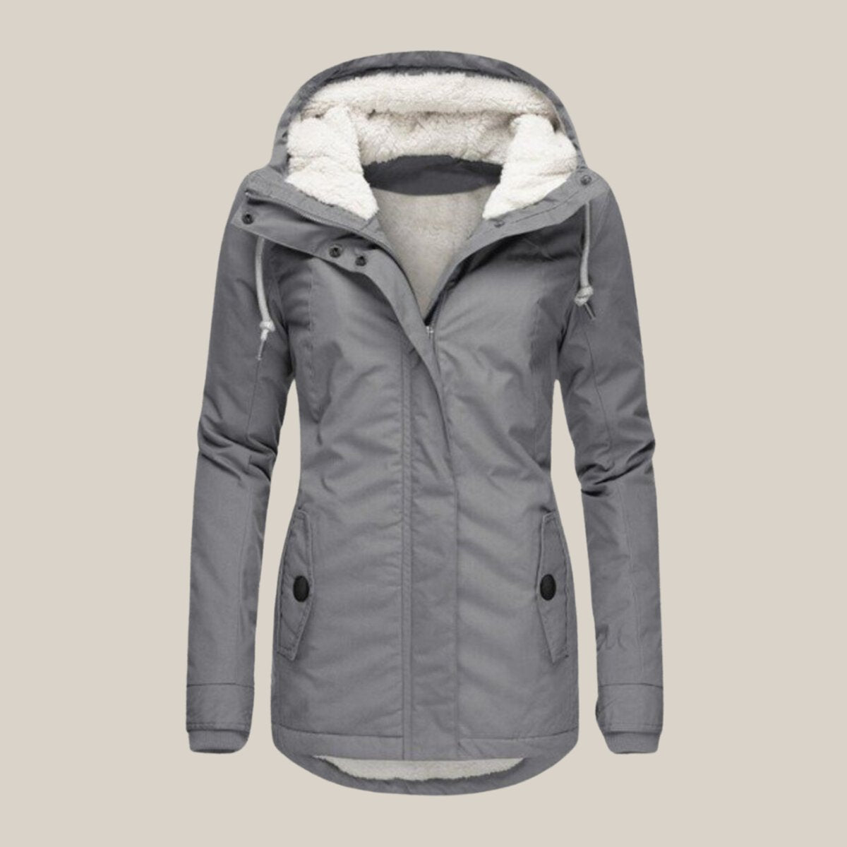 Sherpa Lined Hooded Zip Front Longline Winter Coat 4