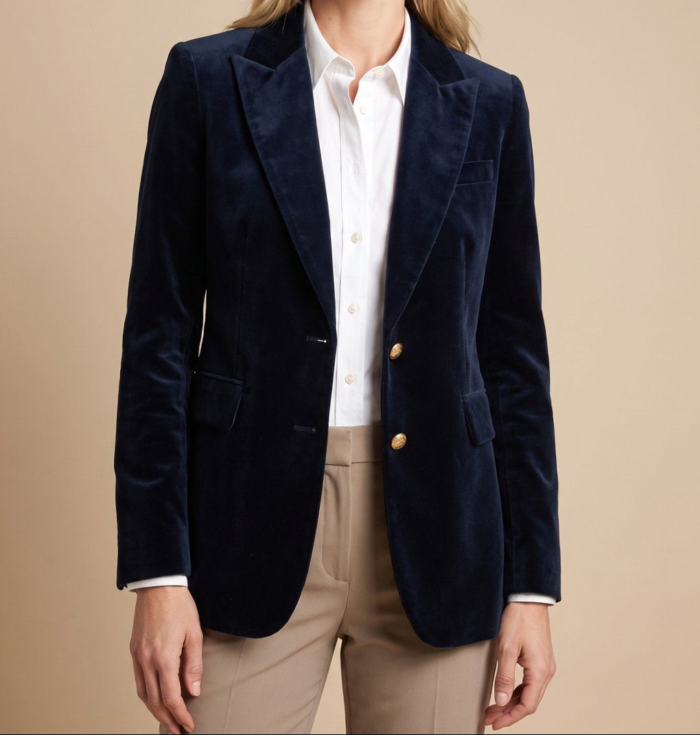 Velvet Peak Lapel Single Button Blazer 4