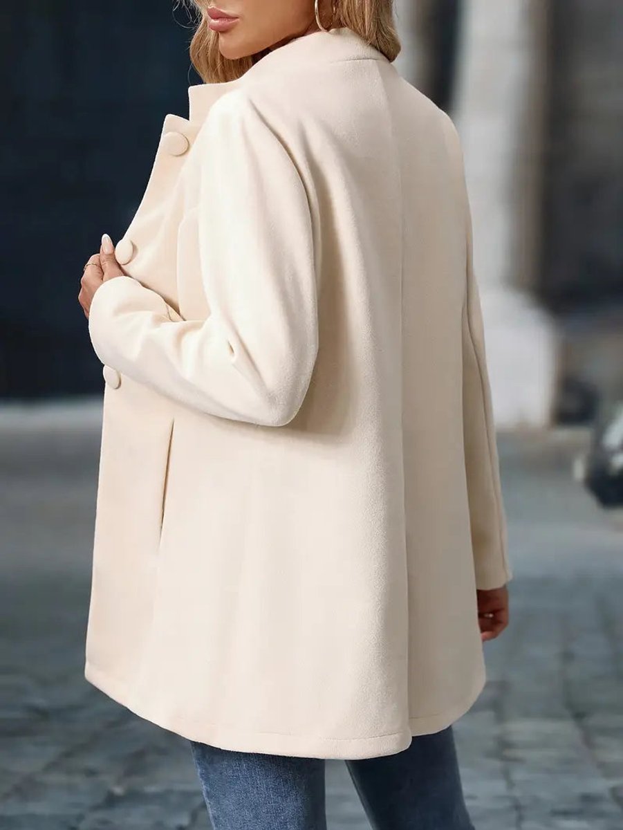 Stand Collar Button Front Longline Blazer Coat 16