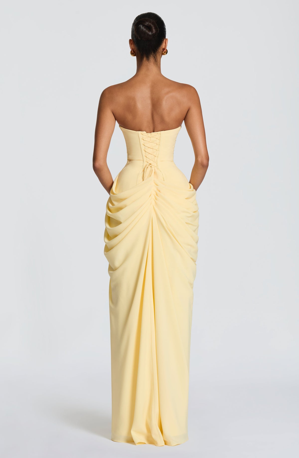 Strapless Corset Ruched High Split Maxi Gown 2