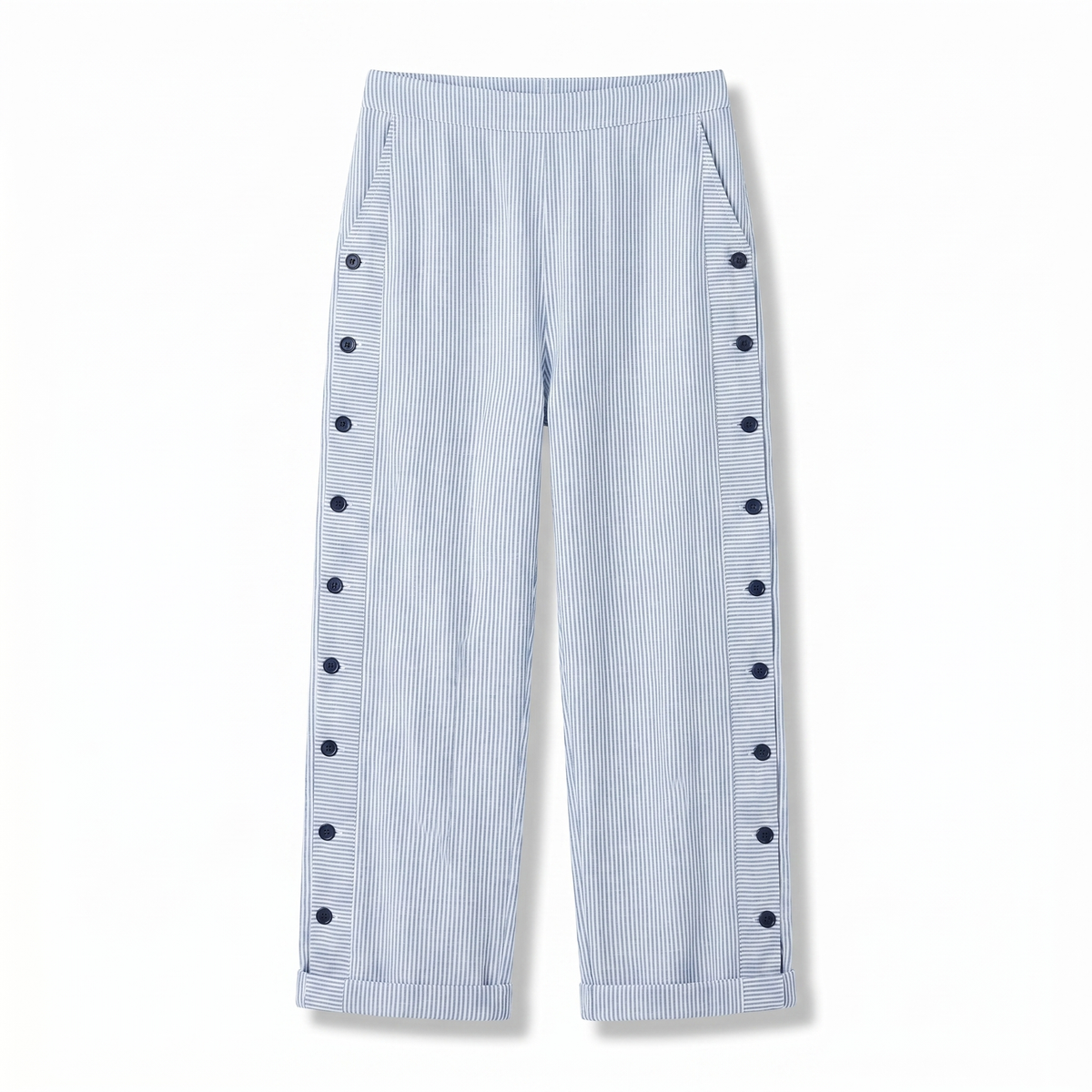 Striped Side Button Tapered Trousers 7