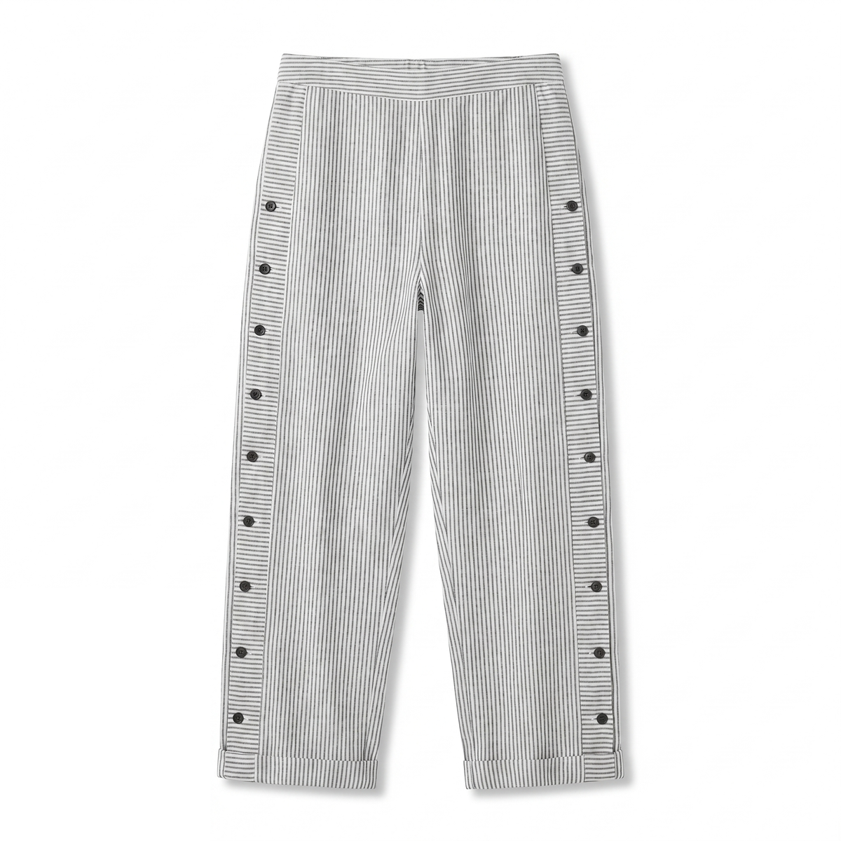 Striped Side Button Tapered Trousers 10