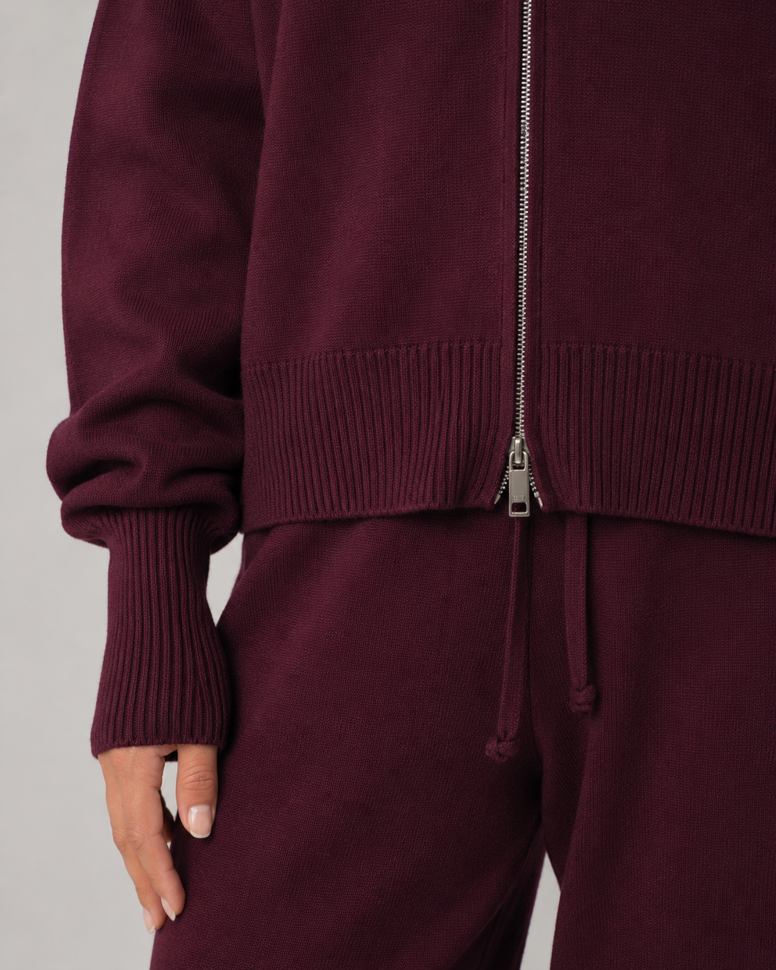 Funnel Neck Double Zip Oversized Knit Cardigan 4